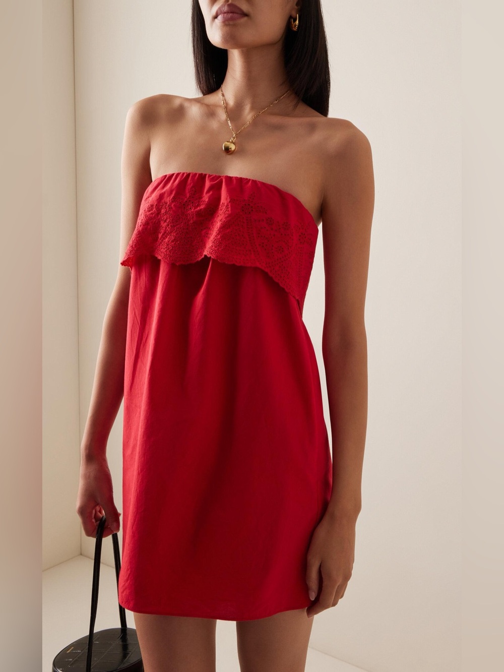 Posse Beryl Embroidered Cotton Mini Dress NWT L